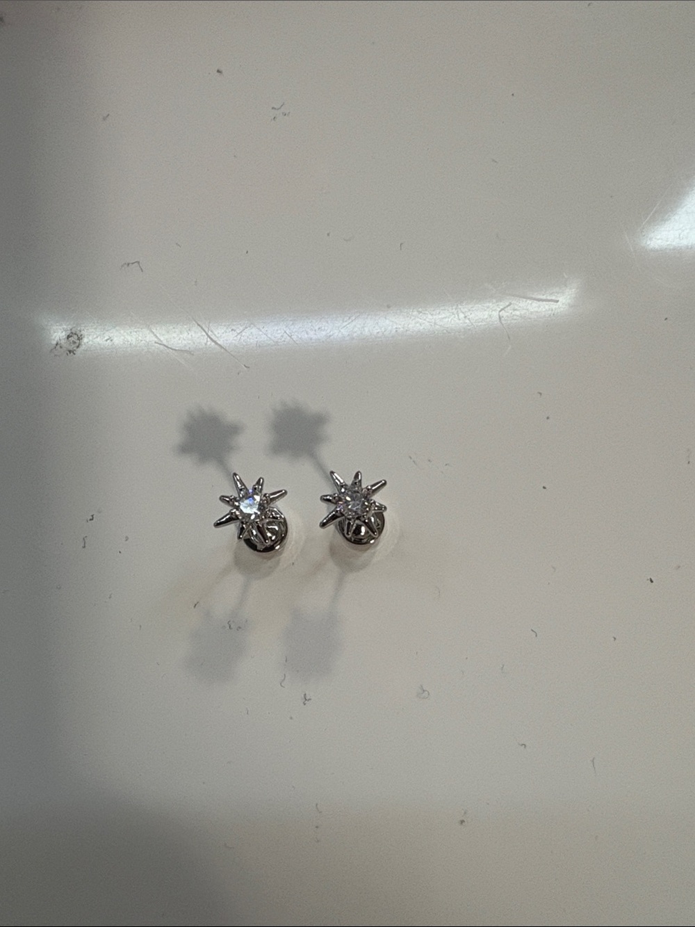 Sparkle Starburst Silver Crystal Stud Earrings - Women Jewelry